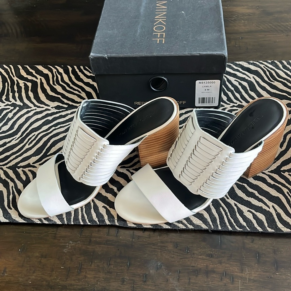 White Woven Leather Slide Size 8